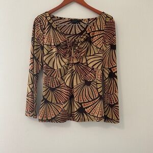 PARALLEL vintage Y2k brown long sleeve top size L